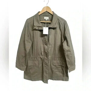 Ryllace 100% Organic Cotton Olive Green Utility Jacket Size 16 NWT